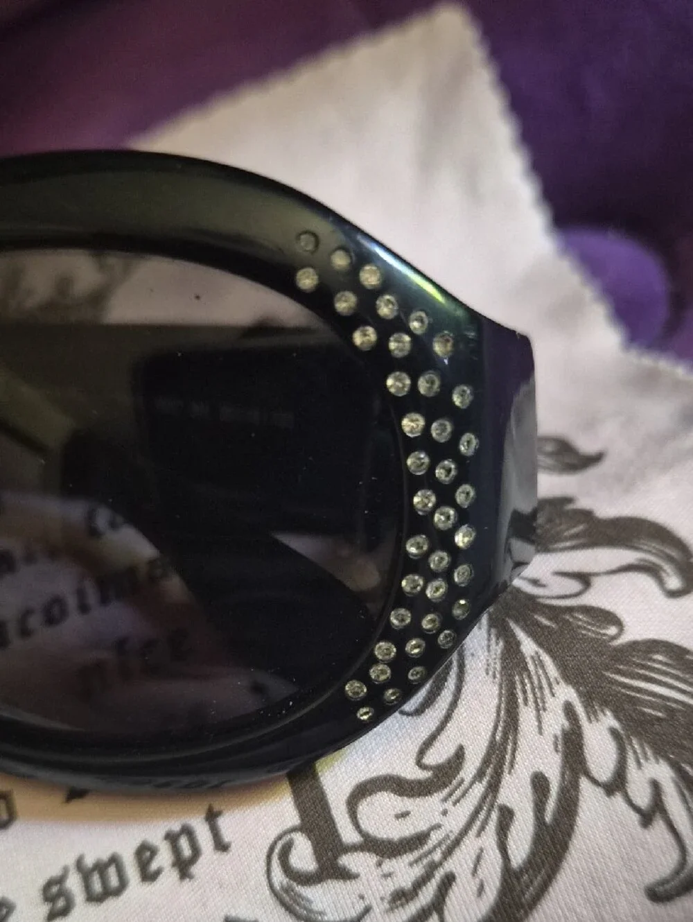 Y2K Juicy Couture Black Oval Sunglasses with Crystal Accents